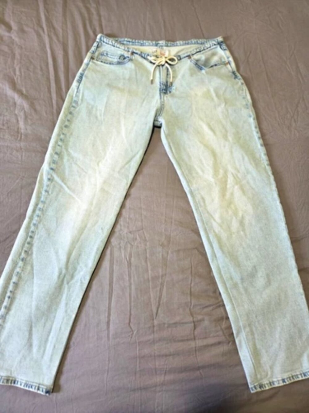 Gap Womens 90s Loose Mid Rise Jeans Size 30 10P Light Wash Blue Denim Drawstring